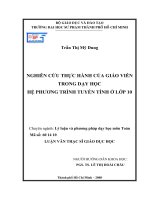 nghiên cứu thực hành của giáo viên trong dạy học hệ phương trình tuyến tính ở lớp 10