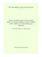 báo cáo khoa học công nghệ phục vụ nông nghiệp và phát triển nông thôn các tỉnh miển bắc 2006-2007