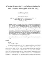 Chuyển dịch cơ cấu kinh tế nông thôn huyện phúc thọ theo hướng phát triển bền vững