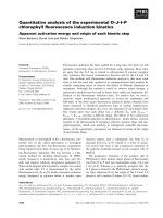 Tài liệu Báo cáo khoa học: Quantitative analysis of the experimental O–J–I–P chlorophyll ﬂuorescence induction kinetics Apparent activation energy and origin of each kinetic step Steve Boisvert, David Joly and Robert Carpentier doc