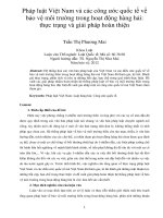 Pháp luật việt nam và các công ước quốc tế về bảo vệ môi trường trong hoạt động hàng hải thực trạng và giải pháp hoàn thiện