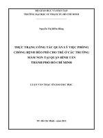 thực trạng công tác quản lý việc phòng chống bệnh béo phì cho trẻ ở các trường mầm non tại quận bình tân thành phố hồ chí minh