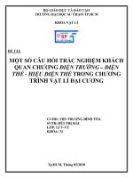 một số câu hỏi trắc nghiệm khách quan chương điện trường – điện thế - hiệu điện thế trong chương trình vật lí đại cương