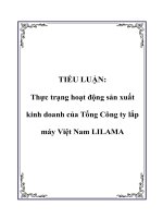 Tài liệu TIỂU LUẬN: Thực trạng hoạt động sản xuất kinh doanh của Tổng Công ty lắp máy Việt Nam LILAMA pptx