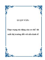 Thực trạng tác động của cơ chế lãi suất thị trường đối với nền kinh tế