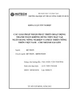 Giải pháp nhằm phát triển hoạt động thanh toán không dùng tiền mặt tại NH Nông nghiệp & PTNT VN chi nhánh Sài Gòn