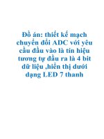 thiết kế mạch chuyển đổi adc với yêu cầu đầu vào là tín hiệu tương tự đầu ra là 4 bit dữ liệu ,hiển thị dưới dạng led 7 thanh