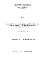 ẢNH HƯỞNG CỦA CHẾ ĐỘ DINH DƯỠNG LÊN CHẤT LƯỢNG BỐ MẸ VÀ ẤU TRÙNG CUA BIỂN (Scylla paramamosain)