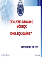 Tài liệu ĐỀ CƯƠNG BÀI GIẢNG MÔN HỌC KHOA HỌC QUẢN LÝ docx