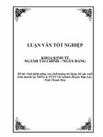 Giải pháp nâng cao chất lượng tín dụng hộ sản xuất kinh doanh tại NHNo & PTNT Chi nhánh Huyện Hậu Lộc Tỉnh Thanh Hóa