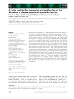 Tài liệu Báo cáo khoa học: A facile method for expression and puriﬁcation of the Alzheimer’s disease-associated amyloid b-peptide pdf