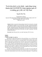 Tự do hóa dịch vụ tài chính   ngân hàng trong khuôn khổ GATS WTO kinh nghiệm quốc tế và những gợi ý đối với việt nam