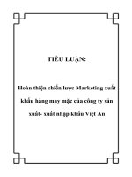 Tài liệu TIỂU LUẬN: Hoàn thiện chiến lược Marketing xuất khẩu hàng may mặc của công ty sản xuất- xuất nhập khẩu Việt An pptx
