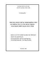 PHƯƠNG PHÁP CHỨNG MINH KHÔNG TIẾT LỘ THÔNG TIN VÀ ỨNG DỤNG TRONG GIAO DỊCH TRÊN MẠNG MÁY TÍNH