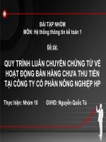 QUY TRÌNH LUÂN CHUYỂN CHỨNG từ về HOẠT ĐỘNG bán HÀNG CHƯA THU TIỀN tại CÔNG TY cổ PHẦN NÔNG NGHIỆP HP