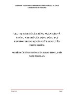 gía trị kinh tế của rừng ngập mặn và những vai trò của cộng đồng địa phương trong sự giữ gìn tài nguyên thiên nhiên