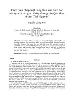 Thực hiện pháp luật trong lĩnh vực đảm bảo trật tự an toàn giao thông đường bộ (qua thực tế tỉnh thái nguyên)