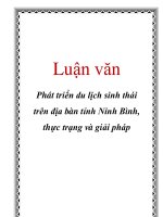 phát triển du lịch sinh thái trên địa bàn tỉnh ninh bình, thực trạng và giải pháp