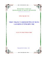 thực trạng và định hướng sử dụng lao động ở tỉnh bến tre