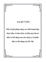 Một số giải pháp nâng cao chất lượng lập, thực hiện và khai thác