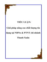 Tài liệu TIỂU LUẬN: Giải pháp nâng cao chất lượng tín dụng tại NHNo & PTNT chi nhánh Thanh Xuân doc