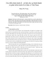 Các điều kiện kinh tế   xã hội cho sự hình thành và phát triển kinh tế tri thức ở việt nam