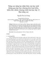 Nâng cao năng lực nhận thức của học sinh thông qua dạy học chương kim loại kiềm, kiềm thổ, nhôm chương trình hóa học lớp 12  ban nâng cao