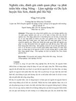 Nghiên cứu, đánh giá cảnh quan phục vụ phát triển bền vững nông – lâm nghiệp và du lịch huyện sóc sơn, thành phố hà nội
