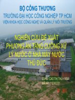 nghiên cứu đề xuất phương án tăng cường xử lý nước ở nhà máy nước thủ đức ptt