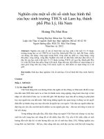 Nghiên cứu một số chỉ số sinh học hình thể của học sinh trường THCS xã lam hạ, thành phố phủ lý, hà nam