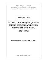 vai trò của huyện lộc ninh trong cuộc kháng chiến chống mỹ cứu nước (1954 -1975)