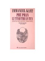 Phê phán lý tính thuần túy – phần 1