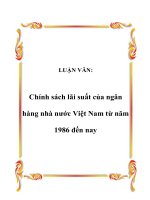 Tài liệu LUẬN VĂN: Chính sách lãi suất của ngân hàng nhà nước Việt Nam từ năm 1986 đến nay pdf