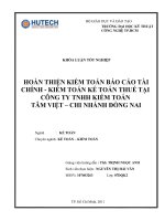 kiểm toán khoản mục thuế trong kiểm toán báo cáo tài chính tại công ty tnhh kiểm toán tâm việt - cn chi nhánh đồng nai