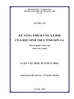 KỸ NĂNG THÍCH ỨNG XÃ HỘI CỦA HỌC SINH THCS TỈNH SƠN LA - LUẬN VĂN THẠC SĨ TÂM LÝ HỌC