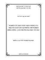 Khóa luận tốt nghiệp sinh: NGHIÊN CỨU KHẢ NĂNG NHÂN GIỐNG CỦA MỘT SỐ LOÀI NẤM TẠI PHÒNG THÍ NGHIỆM KHOA NÔNG - LÂM TRƯỜNG ĐẠI HỌC TÂY BẮC