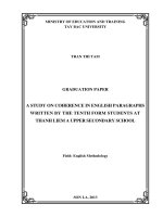 GRADUATION PAPER A STUDY ON COHERENCE IN ENGLISH PARAGRAPHS WRITTEN BY THE TENTH FORM STUDENTS AT THANH LIEM A UPPER SECONDARY SCHOOL