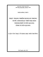 Thực trạng nhiễm mangan trong nước sinh hoạt trên địa bàn thành phố Tuyên Quang, tỉnh Tuyên Quang