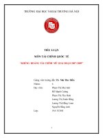 Tiểu luận môn tài chính quốc tế khủng hoảng tài chính mỹ giai đoạn 2007 2009