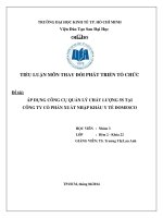 Tiểu luận Thay đổi và phát triển tổ chức: Áp dụng công cụ quản lý chất lượng 5S tại công ty cổ phần xuất nhập khẩu y tế Domesco