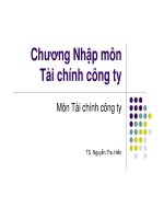 Bài giảng tài chính công ty chương 1   TS  nguyễn thu hiền