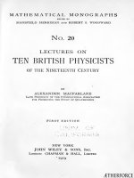 alexander mcfarlane lectures on ten british physicists of the nineteenth century