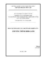 Nghiên cứu cơ sở khoa học và giải pháp công nghệ để phát triển bền vững lưu vực sông hồng - Chương trình máy tính RRB GAMS