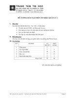 Đề cương đào tạo môn tin học 