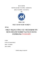 Thực trạng công tác thẩm định tín dụng tại Eximbank SG