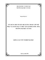 KHÓA LUẬN TỐT NGHIỆP ĐẠI HỌC: XÂY DỰNG MỘT SỐ MẪU BỘ XƯƠNG THUỘC LỚP THÚ PHỤC VỤ GIẢNG DẠY VÀ HỌC TẬP TẠI KHOA SINH - HÓA, TRƯỜNG ĐẠI HỌC TÂY BẮC