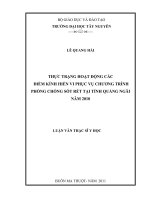 thực trạng hoạt động các điểm kính hiển vi phục vụ chương trình phòng chống sốt rét tại tỉnh quảng ngãi năm 2010