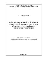 CHÍNH SÁCH KHUYẾN KHÍCH CÁC TỔ CHỨC NGHIÊN CỨU VÀ TRIỂN KHAI CHUYỂN GIAO CÔNG NGHỆ PHỤC VỤ PHÁT TRIỂN NÔNG NGHIỆP TỈNH BẮC NINH