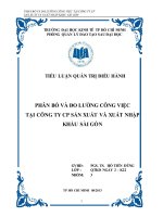 Tiểu luận quản trị điều hành: Phân bố và đo lường công việc tại công ty cổ phần sản xuất và xuất nhập khẩu Sài Gòn