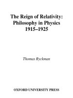 the reign of relativity philosophy in physics 1915-1925 jan 2005